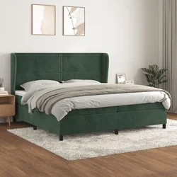 Vidaxl Box spring postelja z vzmetnico temno zelena 200x200 cm žamet