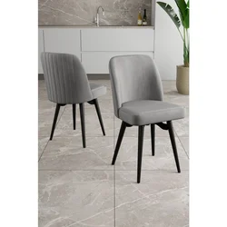 Hanah Home set trpezarijskih stolica Jiva 6 kom, siva tkanina Babyface, crne metalne noge