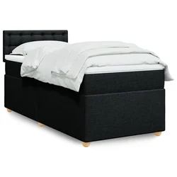 vidaXL Box spring postelja z vzmetnico črn 90x190 cm blago