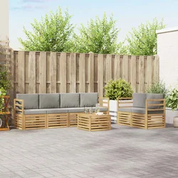 Set vanjskih sofa 7 pcs Bijela i svjetlosiva Poliester