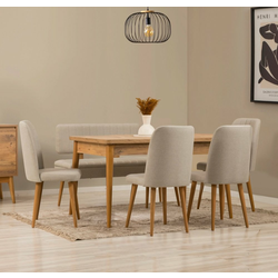 HANAH HOME Vina Atlantic Pine Cream set : sto, stolice i klupa