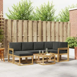 Set vanjskih sofa 7 pcs Bijela i antracit Čvrsto drvo akacije