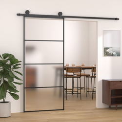 Klizna vrata od mutnog stakla ESG i aluminija 90 x 205 cm crna