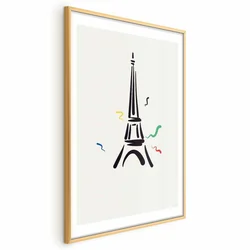 shumee Plakat - Črna ilustracija Eifflovega stolpa na svetlem ozadju