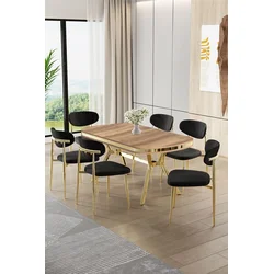 Hanah Home Trpezarijski set, 7 komada, Crni