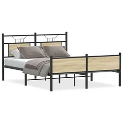 Vidaxl Posteljni okvir brez vzmetnice hrast 150x200 cm inženirski les
