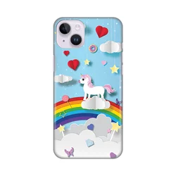 Silikonska maska za iPhone 14 Plus 6.7 Unicorn Print svetlo plava