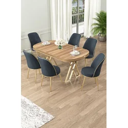 Hanah Home Set Trpezarijski sto i 6 stolica Lai, Antracit