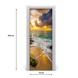 tulup.si Samolepilni tapete na vratih Sunset morje 75x205 cm