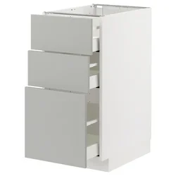 METOD / MAXIMERA Podni element s 3 fioke, bela/Havstorp svetlosiva, 40x60 cm