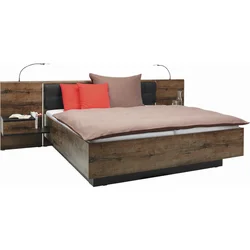 Set Kreveta I Noćnih Ormarića Bellevue 180/200 cm , crna, boja zemlje, boja hrasta