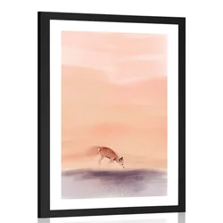 Plakat s paspartujem plašna srna - 20x30 silver