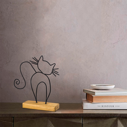 Aberto Design Dekorativna figura Cat, 30x36x4 cm, Crna