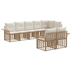 Set vanjskih sofa 8 pcs Prirodna i krema bijela poliratan