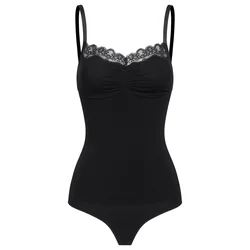 cfab Oblikovanje postave Bodysuit Sculpting Shapewear mit Lace črna