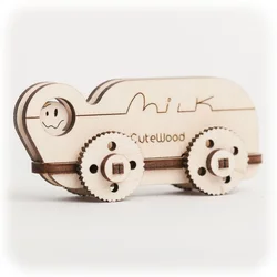 CuteWood Lesena 3D sestavljanka tovornjak za mleko