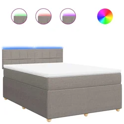 Vidaxl Box spring postelja z vzmetnico taupe 160x200 cm blago