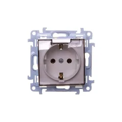 Simon 10 Enojna vtičnica SCHUKO s tesnilom, prozorna loputa, bela, 16A, 250V IP44 CGSZ1B.01/11A