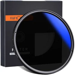 K&F 58MM KV34 Slim Variable/Fader NDX, ND2~ND400, Blue Coated