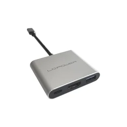 LC-Power USB-C hab, USB-A, USB-C (PD 100W), 1x HDMI do 4k UHD, sivi