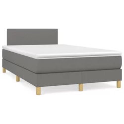 vidaXL Box spring postelja z vzmetnico LED temno siva 120x190 cm blago