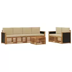 Set vanjskih sofa 7 pcs Prirodna i bež Čvrsto drvo akacije