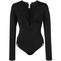 Fleur Du Mal-Chateau lace trim bodysuit-women-Black