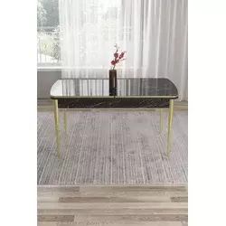 HANAH HOME Trpezarijski sto Nira Black Marble Gold