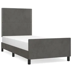 Vidaxl Posteljni okvir z vzglavjem temno siv 90x200 cm žamet