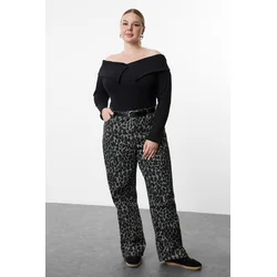 Trendyol Curve Black Camisole Knitted Plus Size Blouse