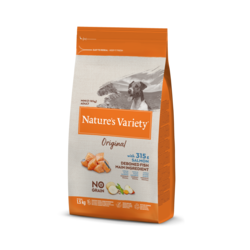 NATURES VARIETY Suva hrana sa ukusom lososa za odrasle pse Originlal GF Mini Adult 1.5kg