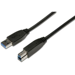 Digitus Digitus USB 3.0 Priključni kabel [1x Moški konektor USB 3.0 tipa A-1x Moški konektor USB 3.0 tipa B] 1.8 m Črna Okrogel, Trojn