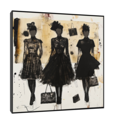 Canvas Slika na platnu Fashion week print, 30x30cm, Sa ramom, Crni