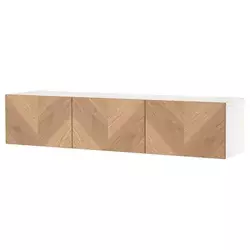BESTA TV stalaža s vratima, bela/Hedeviken hrastov furnir, 180x42x38 cm