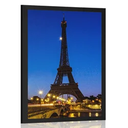 Plakat nočni Eifflov stolp - 30x45 black