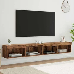 Set TV komoda s LED svjetlima 2 pcs Staro drvo 100 x 30 x 30 cm