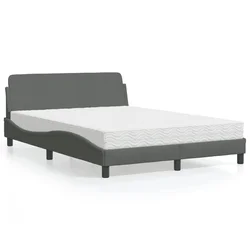 vidaXL Postelja z vzmetnico temno siva 140x200 cm blago