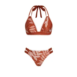 Cupshe Bikini Triangle oranžno rdeča