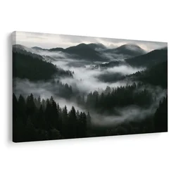 Slika megleni gorski gozdovi ob zori - 60x40