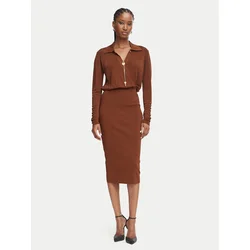 Elisabetta Franchi Cocktail obleka AM-19S-66E2-V500 Rjava Slim Fit