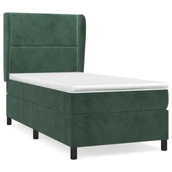 Vidaxl Box spring postelja z vzmetnico temno zelena 100x200 cm žamet