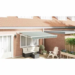 Povlačivi tende Zelena i bijela 350 x 250 cm Poliester i metal