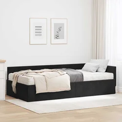 Kutni krevetni okvir s madracem Ostalo 2 pcs Crna Baršun