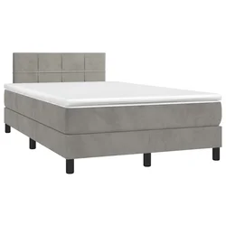 Box spring postelja z vzmetnico LED sv. siva 120x190 cm žamet
