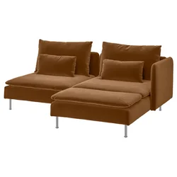SÖDERHAMN Sofa dvosed, s lenjivcem s rukohvatom/Alhamn tamna žutosmeđa