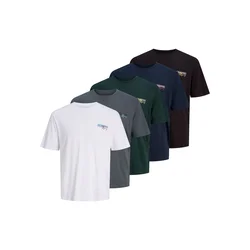 JACK & JONES Majica JJJADE temno modra/temno siva/jelka/črna/bela