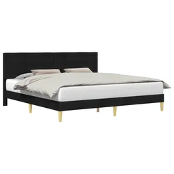 Vidaxl Konstrukcija postelje z vzglavjem Črna 200 x 200 cm Blago