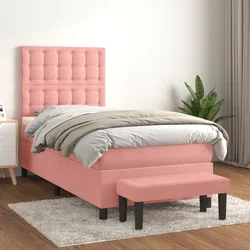 shumee Box spring postelja z vzmetnico roza 90x190 cm žamet