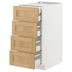 METOD/MAXIMERA Podstav omr 4 lč/2 nzk/3 sre prd, bela/Forsbacka hrast, 40x60 cm