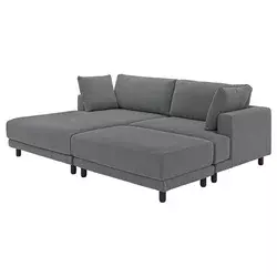 UPPAKRA Modularna sofa trosed, s lenjivcem, levo sa stoličicom/Johanneshov tamnosiva